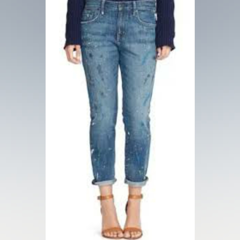 Ralph Lauren Girlfriend Paint Splatter Jeans / Size 6 Painted Cropped Jeans - Picture 4 of 15